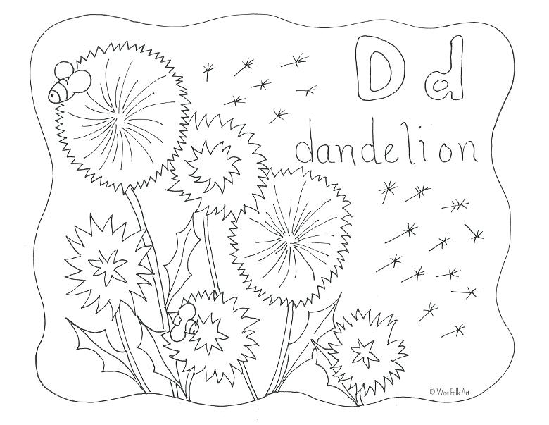 780x603 Dandelion Coloring Pages Nature Alphabet Coloring Page D Free