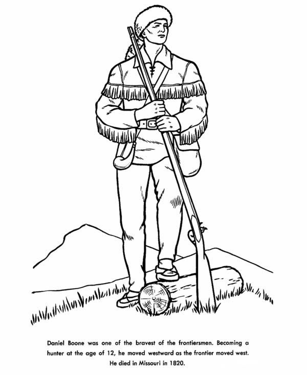 600x734 Hunter, Daniel Boone The Hunter Coloring Page Student Teaching