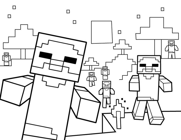 736x568 Free Coloring Pages For Girls Minecraft Cutouts Blocks World