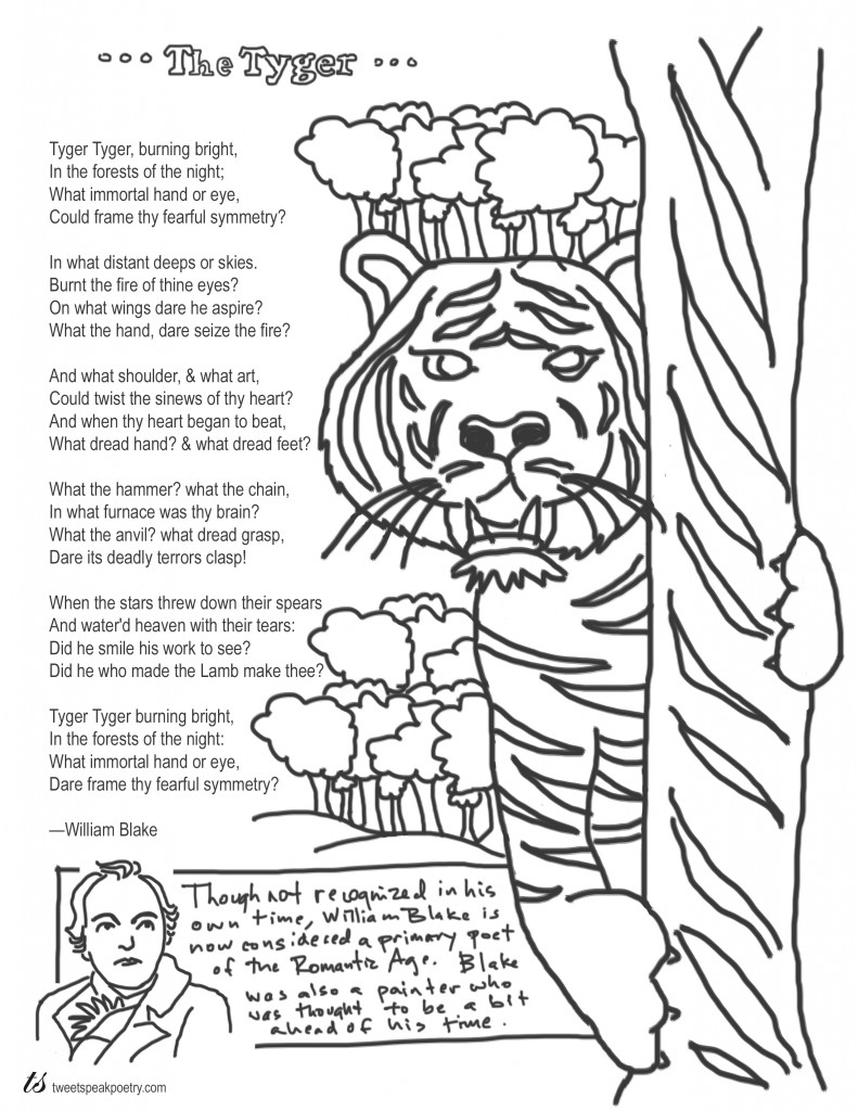 791x1024 Coloring Page Poems The Tyger By William Blake