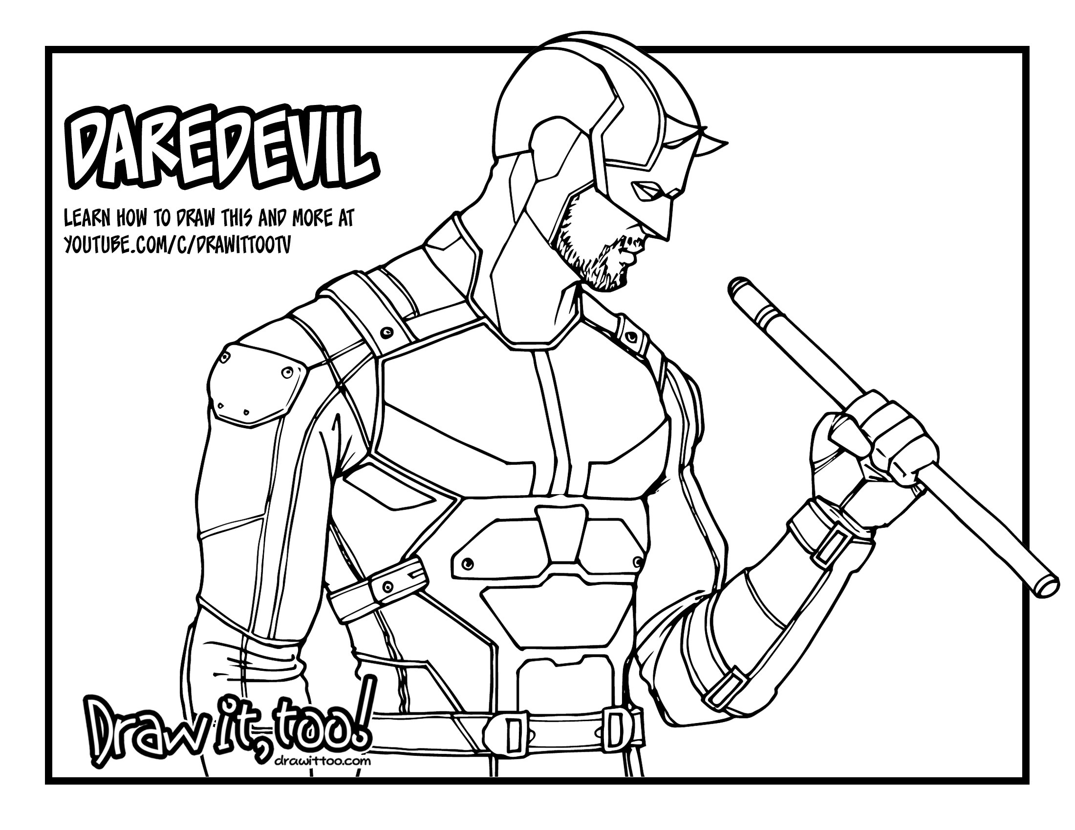 2200x1700 How To Draw Daredevil (Netflix Daredevil Season 2) Drawing