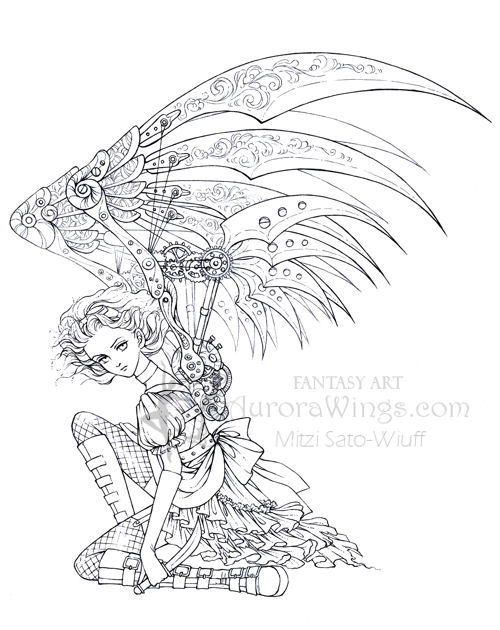 500x630 Steampunk Printable Coloring Book Page
