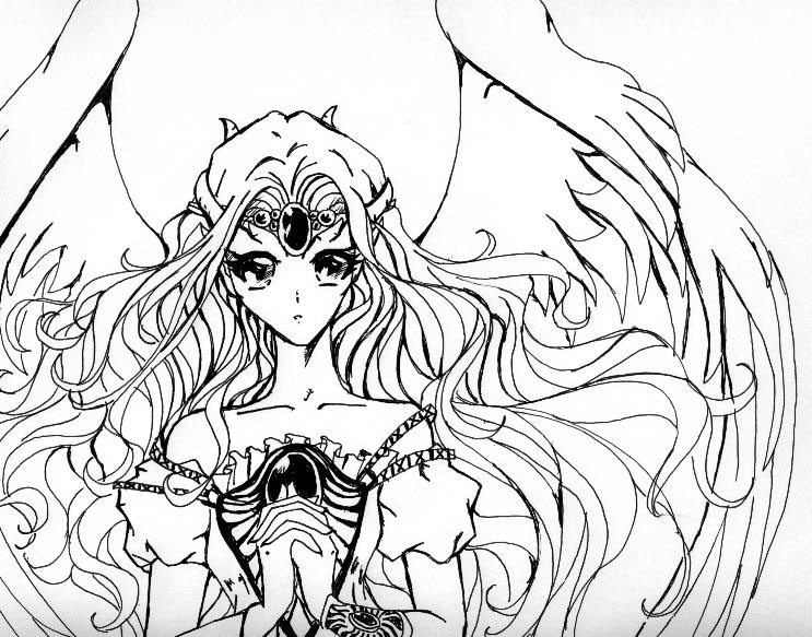 743x583 Anime Angel Coloring Pages