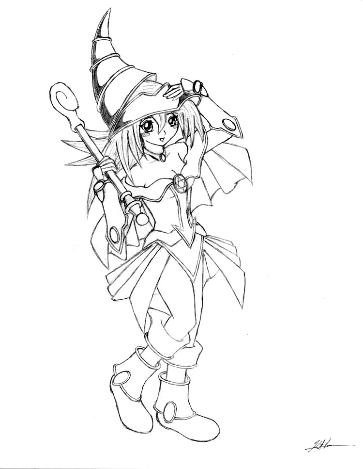 750x967 Dark Magician Girl Lineart By Kentl