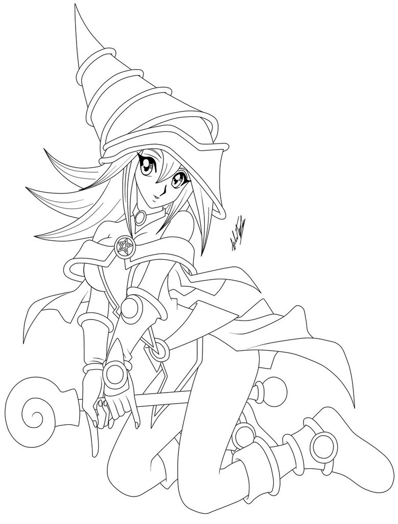 779x1025 Dark Magician Girl Lineart By Krizeii