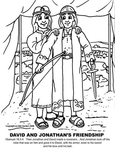 384x500 David And Jonathan Friendship Coloring David And Jonathans