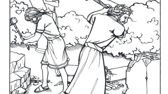 585x329 David And Jonathan Coloring Pages With Head Of Goliath Page Free