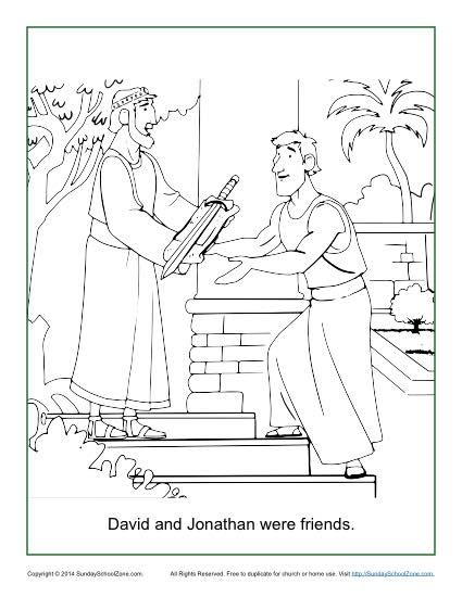 425x550 David And Jonathan Were Friends Coloring Page