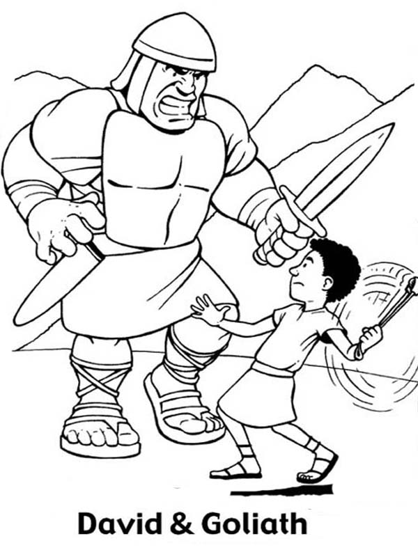 600x803 Great Battle David Versus Goliath In The Bible Heroes Coloring