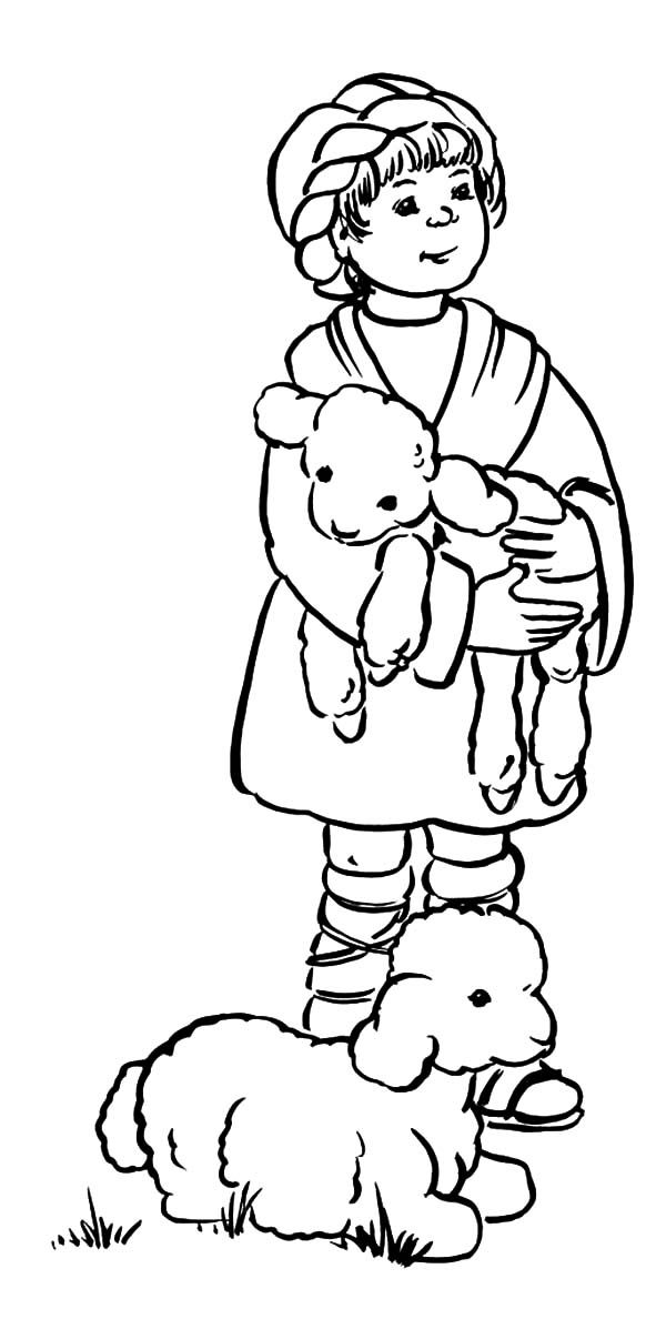 600x1188 David The Shepherd Boy, David The Shepherd Boy Hold His Sheep