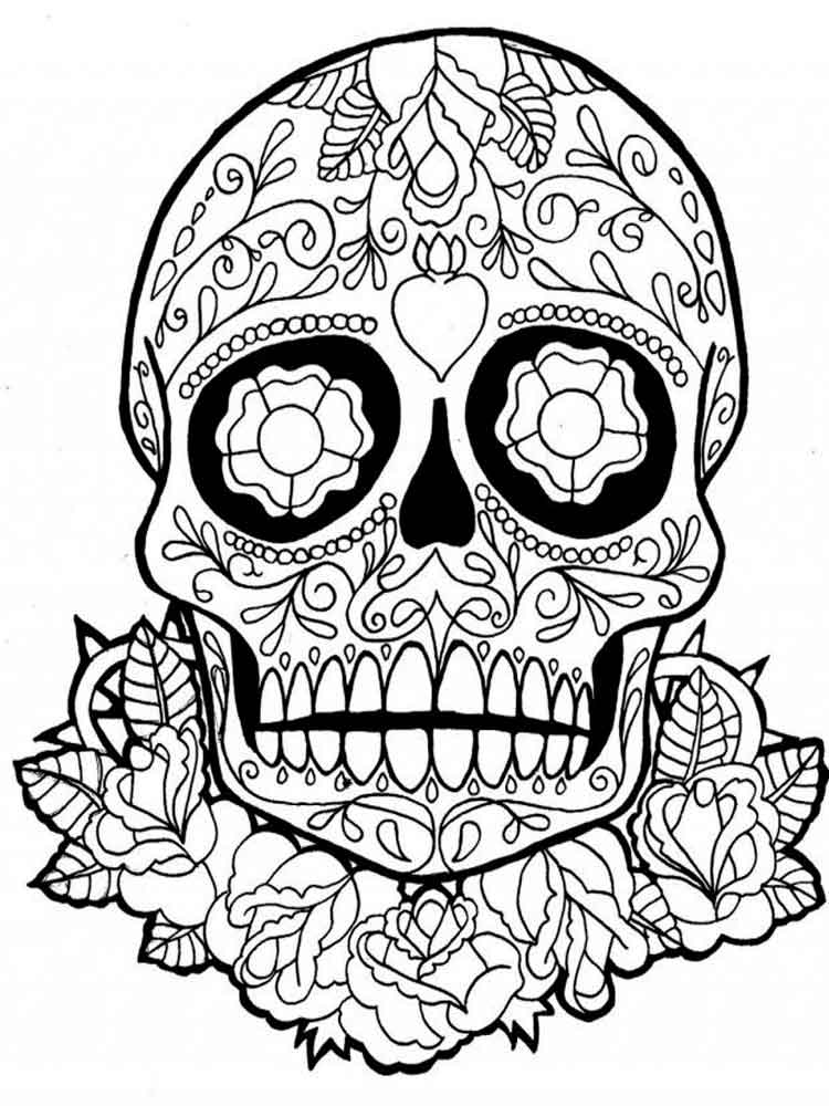 750x1000 Dia De Los Muertos Coloring Pages For Adults. Free Printable Dia