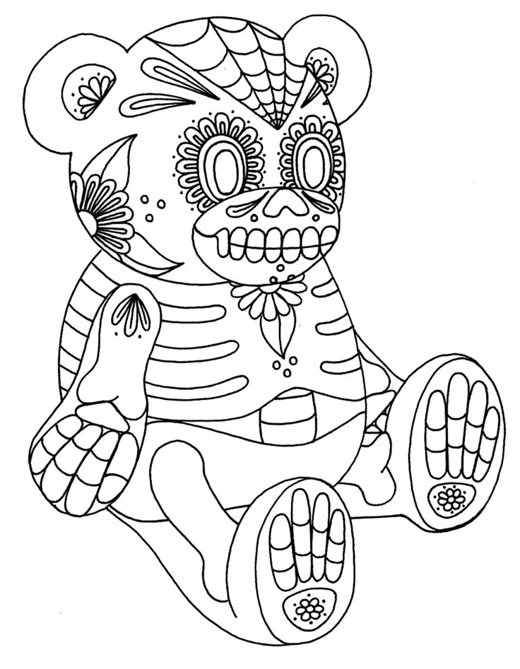 Day Of The Dead Coloring Pages For Kids
