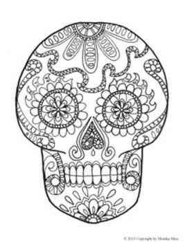 267x350 Day Of The Dead Skulls Coloring Page Free Download