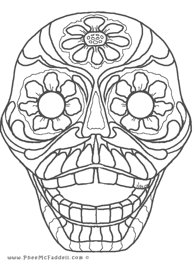 670x900 Day Of Dead Skull Coloring Page