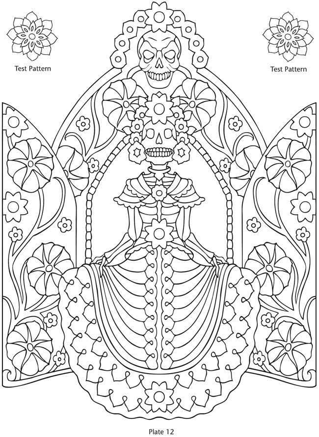 650x890 Day Of The Dead Printables Coloring Pages Patterns Dover