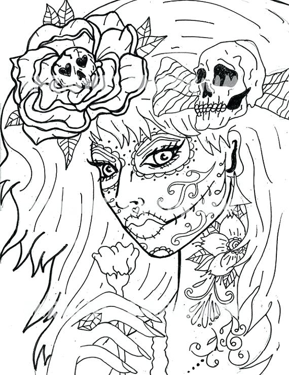 570x738 Day Of The Dead Coloring Book By Com Day Of The Dead Coloring Book