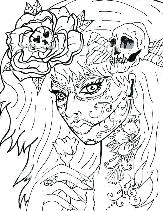 570x738 Day Of The Dead Coloring Skulls Day Of The Dead Coloring Pages Day