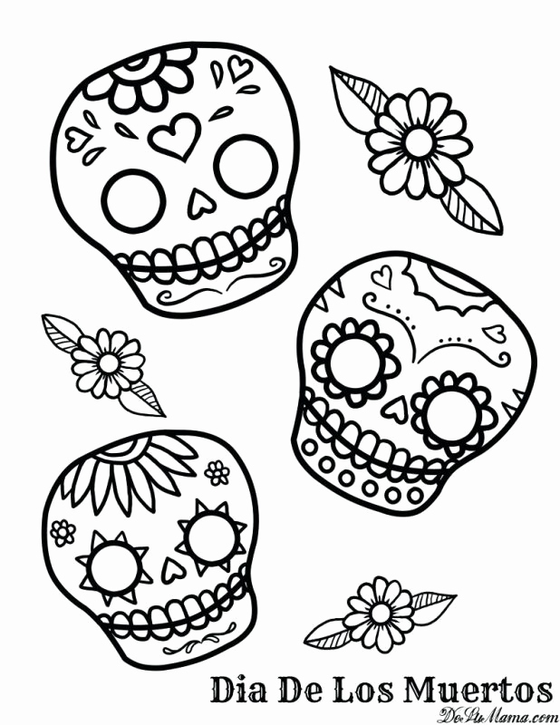 618x800 Day Of The Dead Skull Coloring Page Collection Coloring Pages Cool