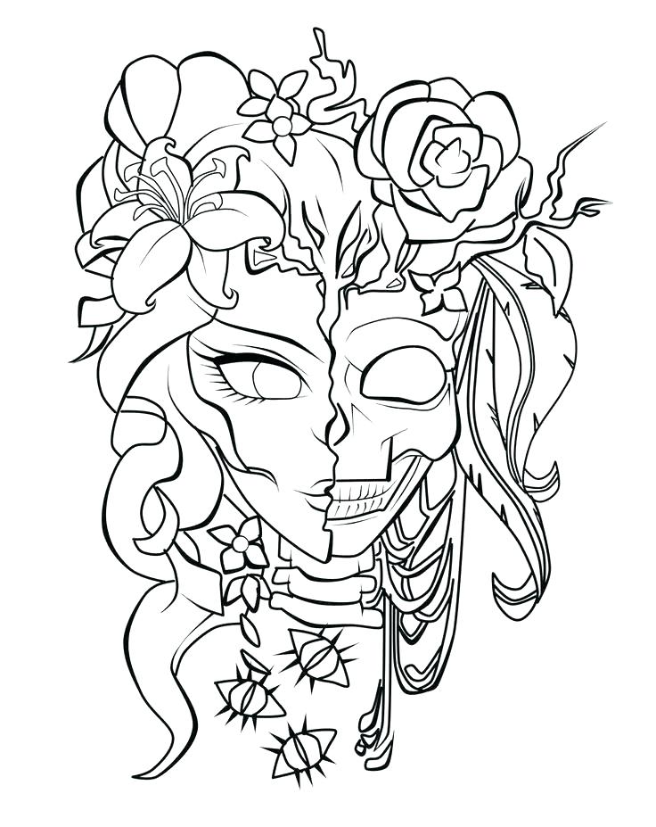736x927 Day Of The Dead Coloring Pages For Professional