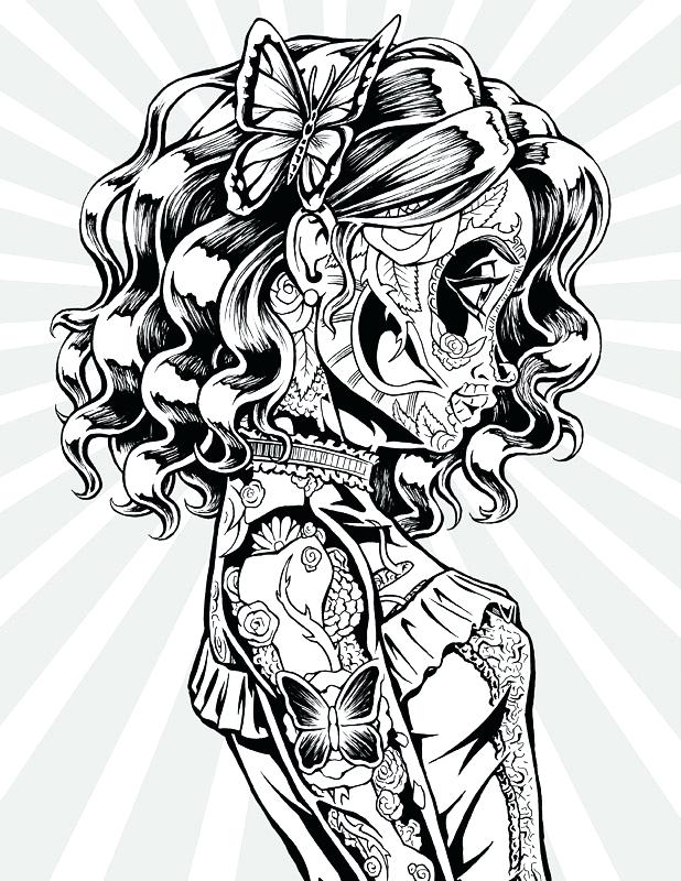 618x800 Dia De Los Muertos Coloring Pictures Day Of The Dead Coloring