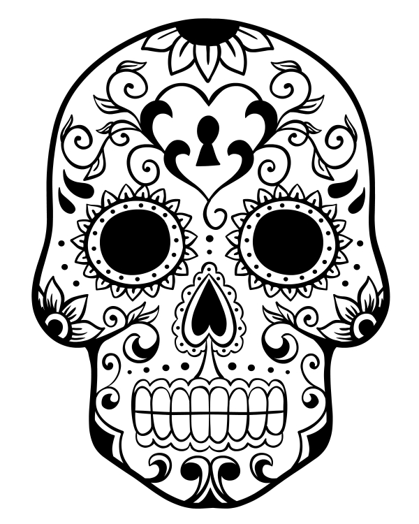 600x750 Printable Day Of The Dead Sugar Skull Coloring Page