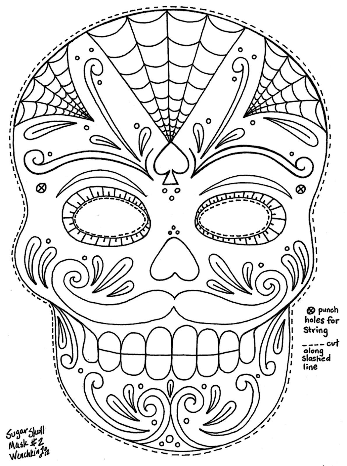 1191x1600 Sugar Skull Coloring Mask