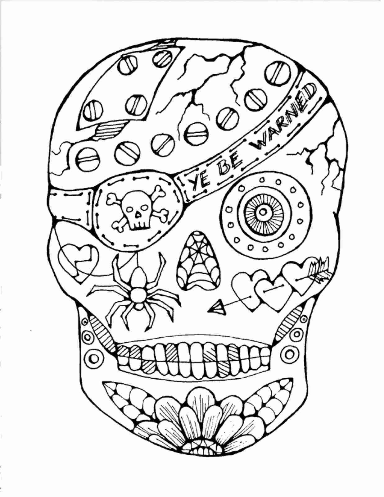 1237x1600 Day Of The Dead Sugar Skull Coloring Page Free Printable