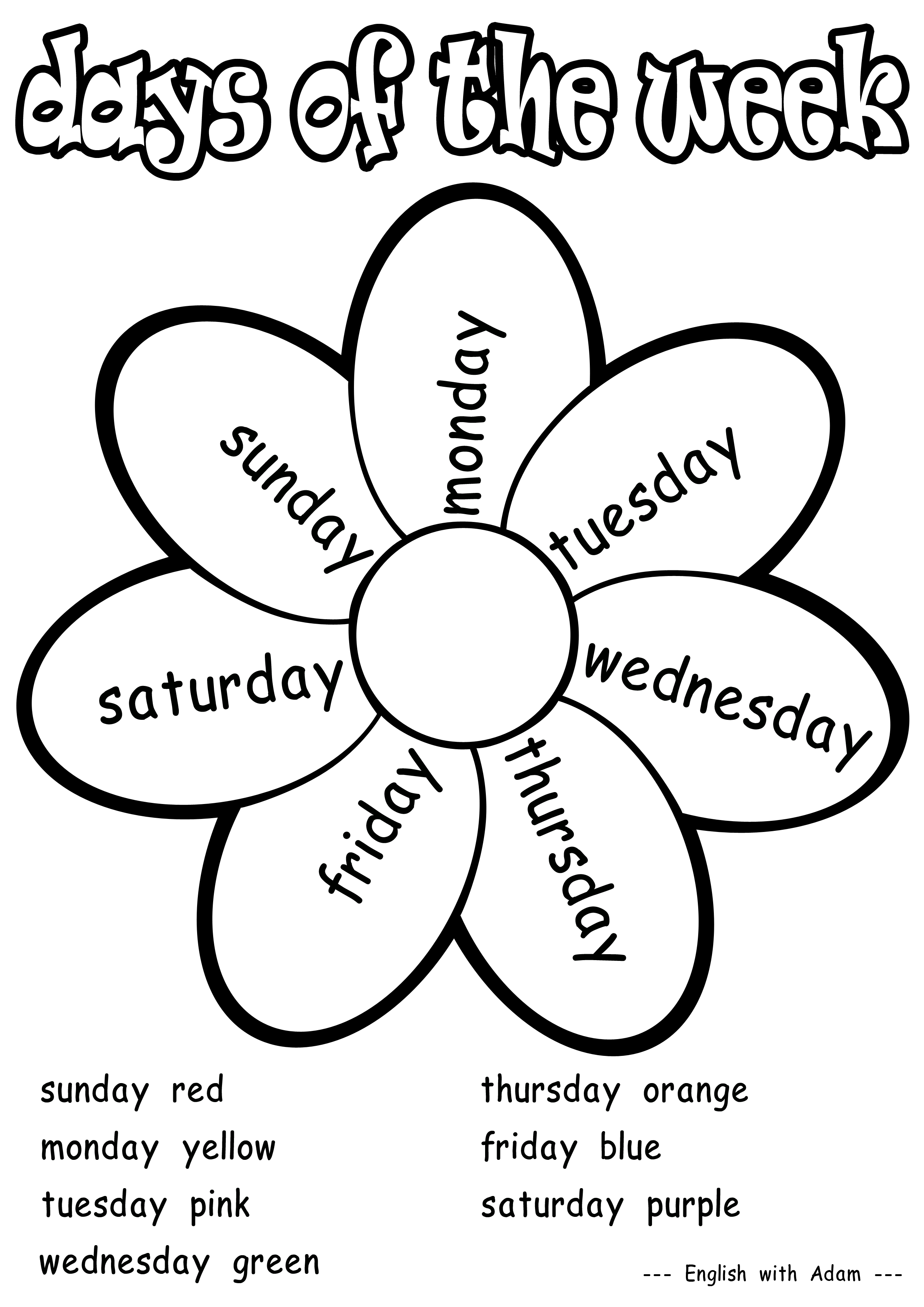 2480x3508 Days Of The Week Coloring Activity Grade 1 Worksheets