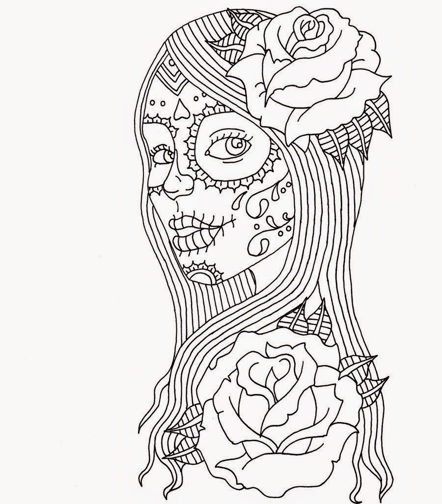 900x1026 Day Of Dead Girl Coloring Pages, Day Of The Dead Coloring Page