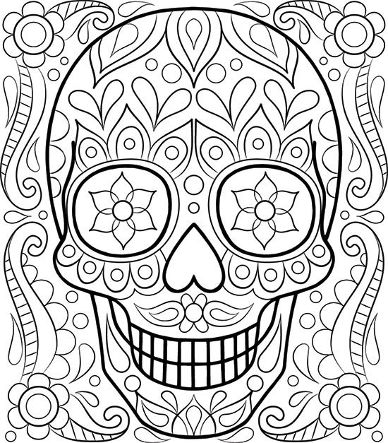 550x627 Free Printable Day Of The Dead Coloring Pages Sugar Skull Page By