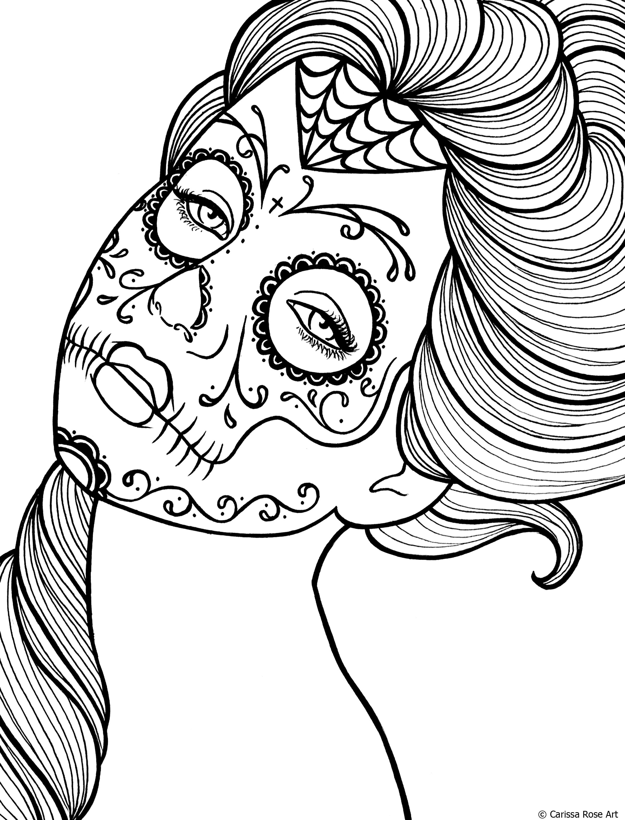 2400x3150 Free Printable Day Of The Dead Coloring Book Page By