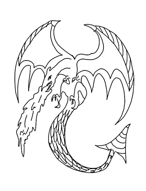 600x784 Animal ~ Printable Flying Dragon Coloring Pages ~ Coloring Tone