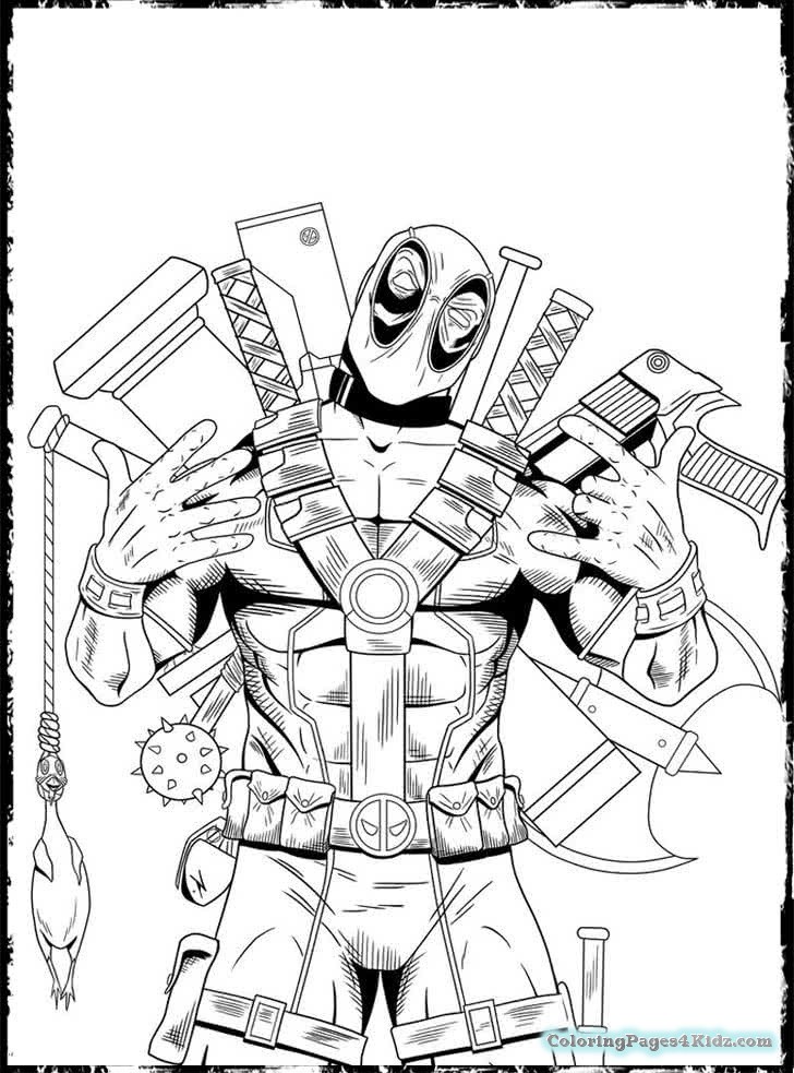 728x983 Color Your Own Deadpool Coloring Pages Inside Deappool