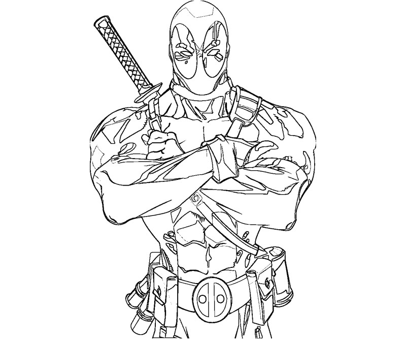 800x667 Deadpool With His Sword Free Coloring Page Deadpool, Kids