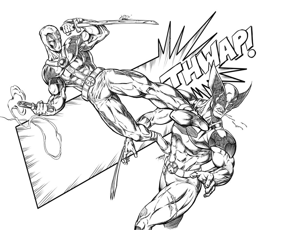 993x804 Deadpool Coloring Pages Vs Wolverine