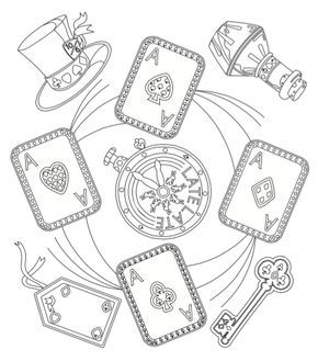 290x329 Alice In Wonderland Playing Cards Free Downloadable Coloring Page