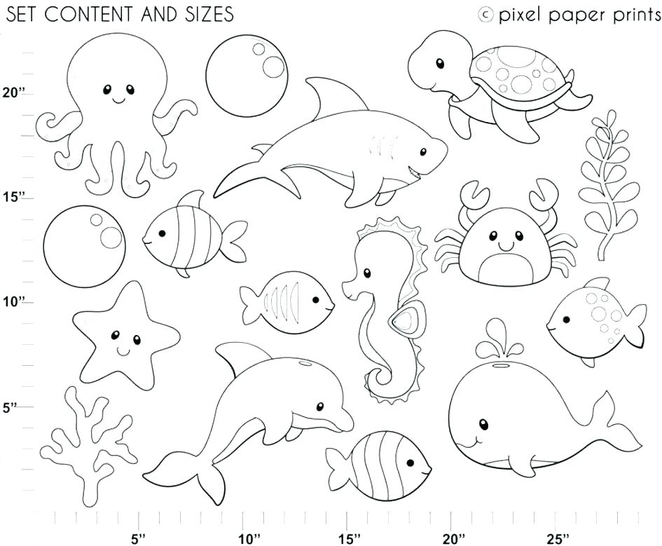 945x779 Sea Animals Colouring Sheets Undersea Creatures Coloring Page