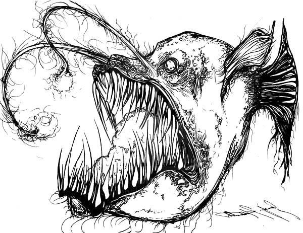 600x463 Angler Fish Coloring Pages 7 Best Deep Sea Fish Outlines Images