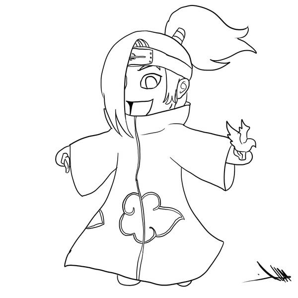 600x600 Awesome Chibi Deidara Drawing Coloring Page