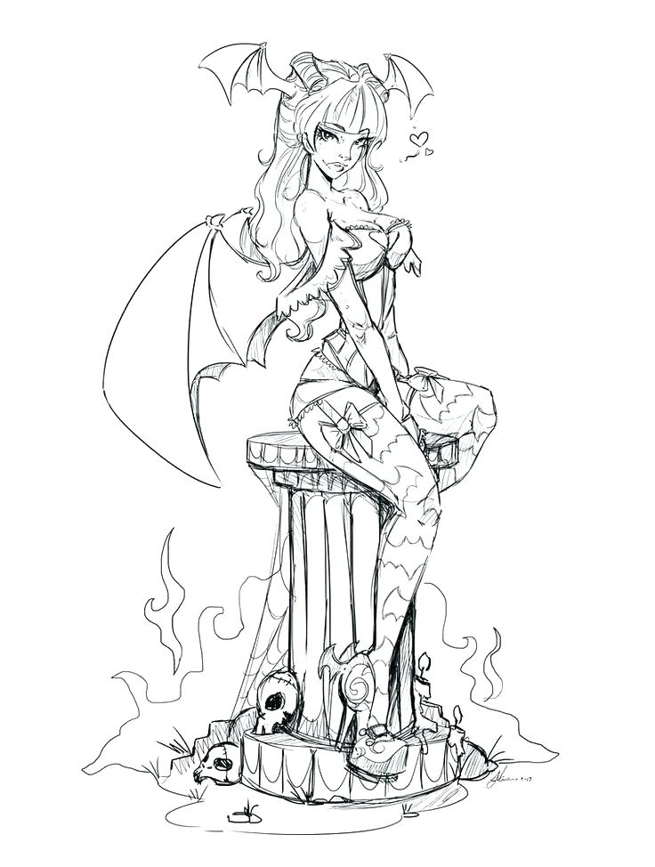 736x974 Demon Coloring Pages Demon With Spear Demon Girl Coloring Pages