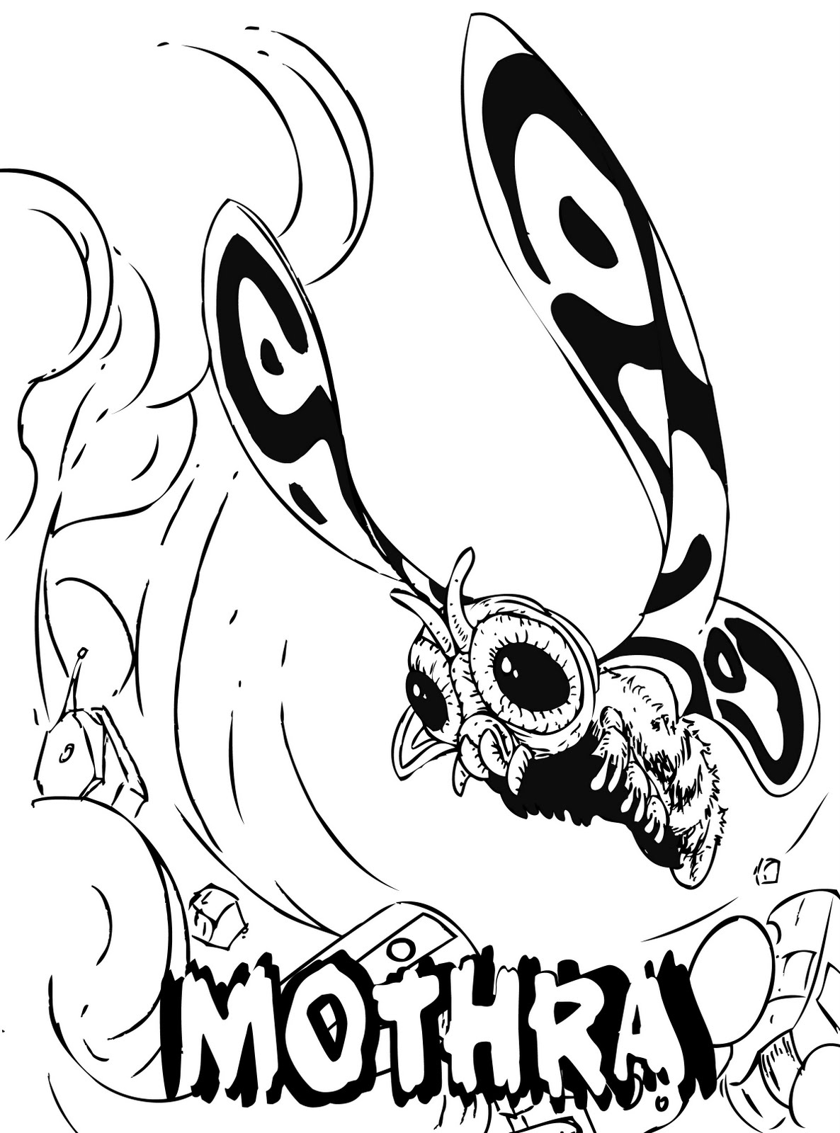 1186x1600 Full Mothra Coloring Pages Pixeldog Lives On M For Lineart