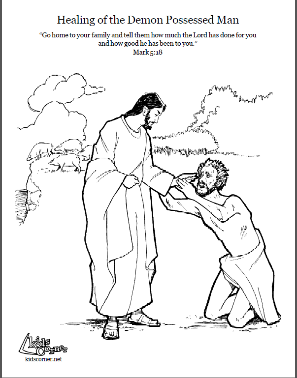 603x769 Jesus Casts Out Demons Coloring Page