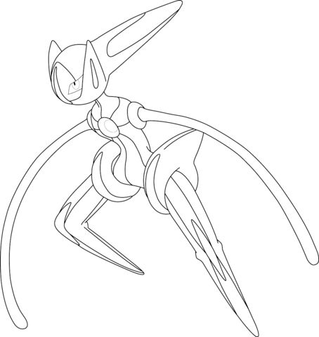 454x480 Deoxys In Speed Form Coloring Page Lineart Pokemon (Detailed