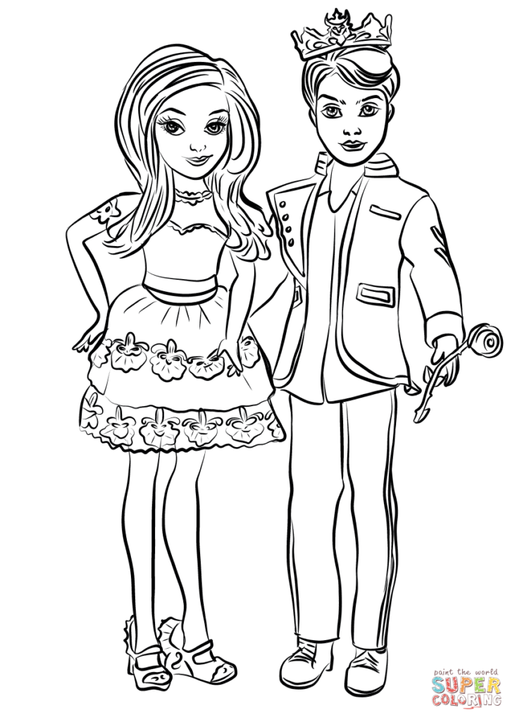 731x1024 Descendants Coloring Pages Full Disney Mal Ben And Page Free