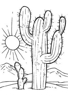 236x335 Desert Sunset Coloring Pages Cactus