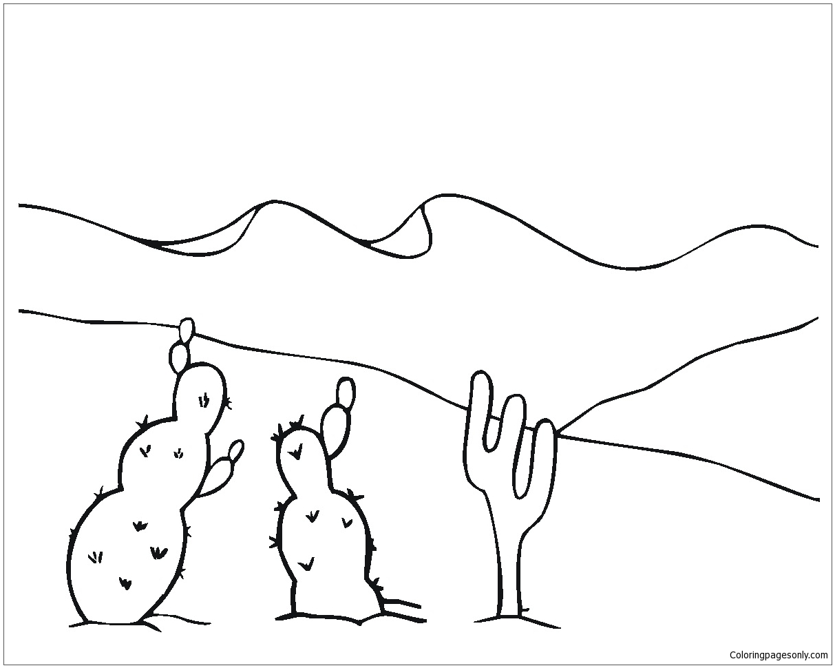 1213x970 Desert Coloring Pages Cactus In The Page Free Online