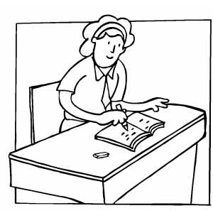 300x300 Student Writing At Desk Coloring Sheet