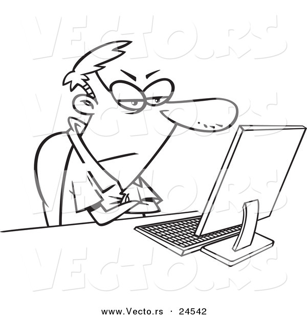 600x620 Vector Of A Cartoon Grumpy Man Sitting