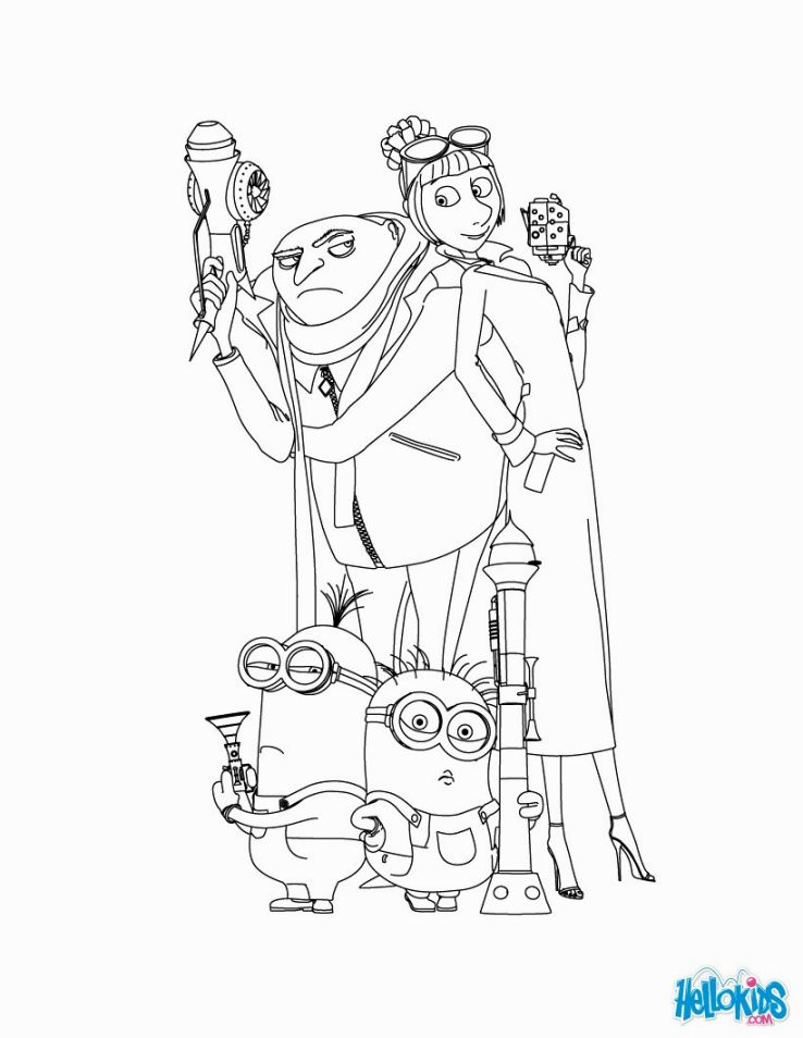738x954 Despicable Me Coloring Pages On Despicable Me Gru Margo Edith