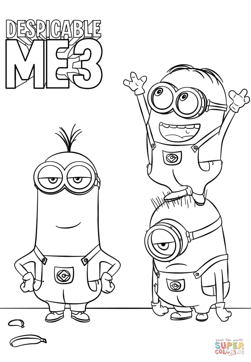824x1186 Despicable Me Drawing Despicable Me 3 Minions Coloring Page Free